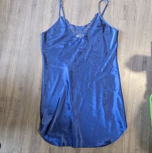 Vintage Blue Satin Slipdress/Nightgown